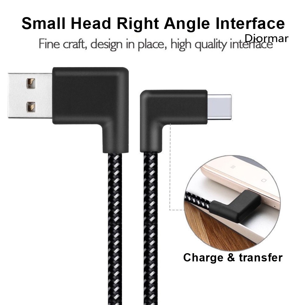 Dây Cáp Sạc Truyền Dữ Liệu Type-C Sang Usb 90 Độ 0.2 / 1 / 2m 2.4a Cho Điện Thoại / Máy Tính Bảng
