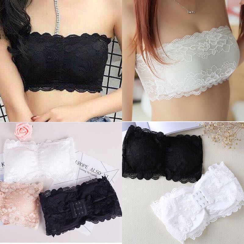 Áo Lót Bra Ren Nữ Không Gọng Quây Không Dây Có Móc Cài Free size