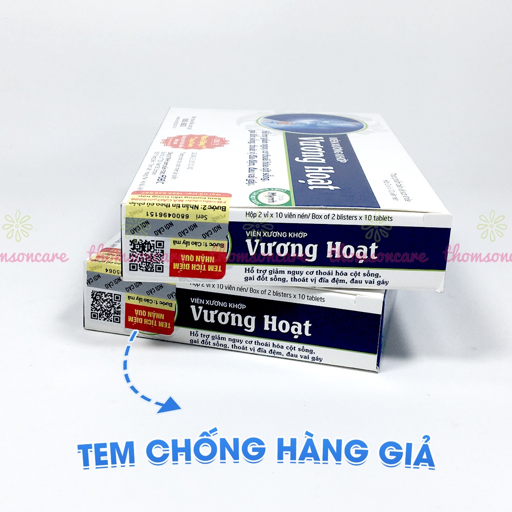 Bổ xương khớp Vương Hoạt - Hỗ trợ giảm đau mỏi vai gáy, thoái hóa cột sống, thoát vị địa đệm - Vỉ 20 viên nén