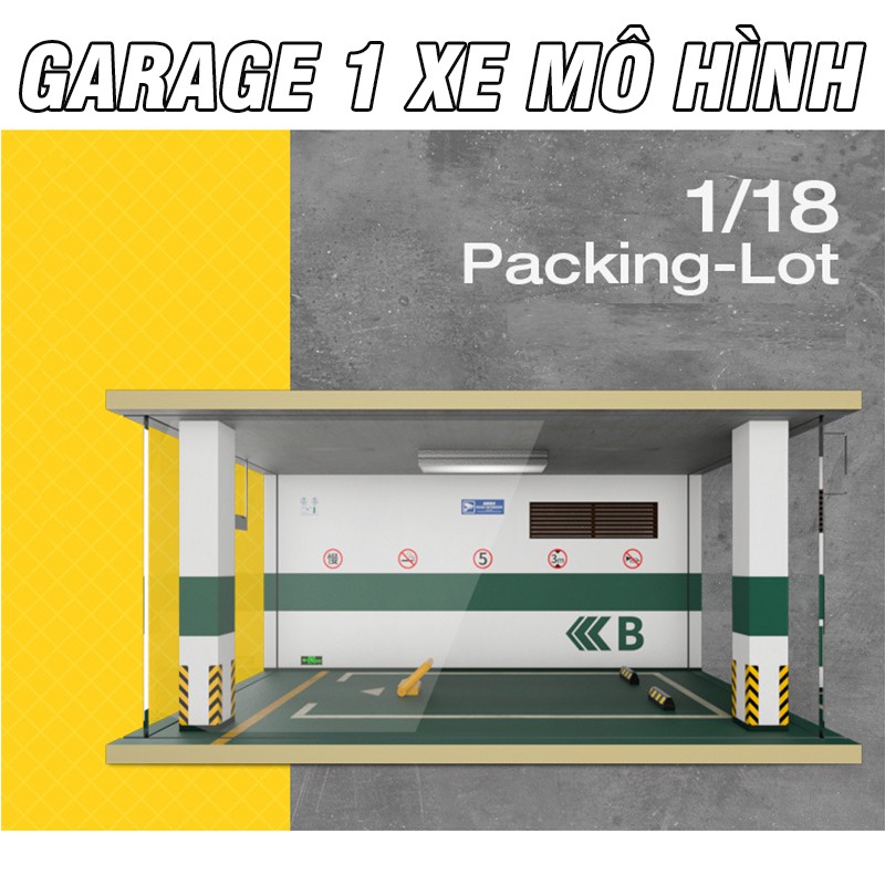 Gara trưng bày xe mô hình 1 xe ô tô tỉ lệ 1:18 bằng gỗ có đèn chiếu sáng