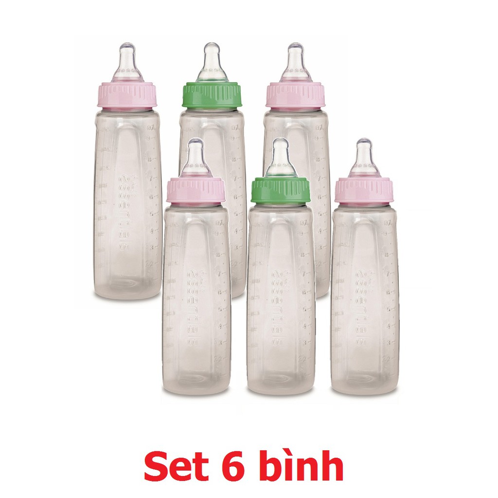 Set 6 bình sữa Nuk First Essentials núm silicon 270ml