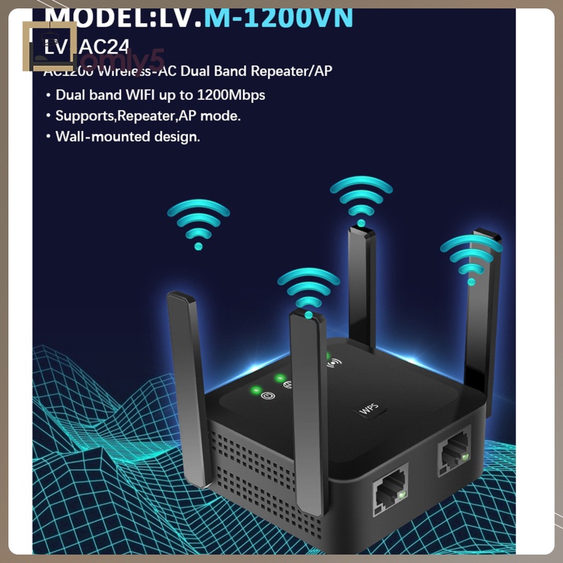 Thiết Bị Khuếch Đại Tín Hiệu Wifi 1200mbps 2.4 + 5ghz Màu Đen | BigBuy360 - bigbuy360.vn