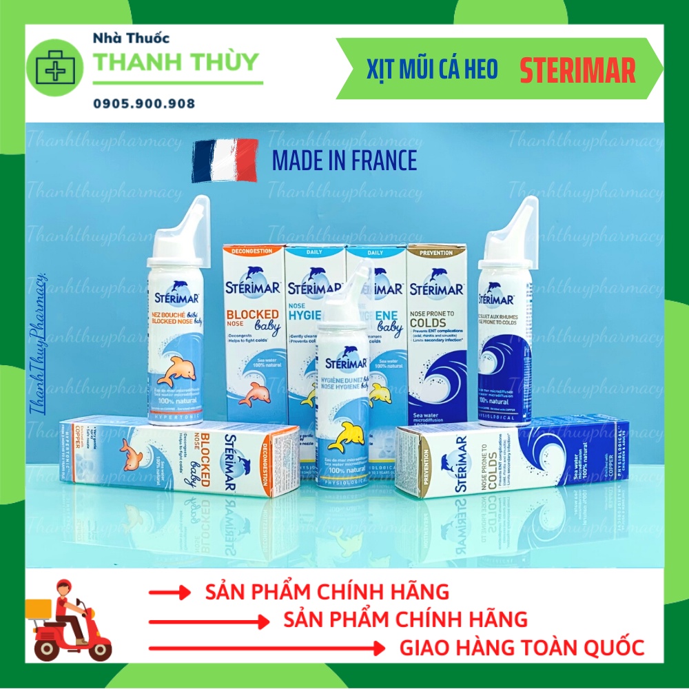 Sterimar 50ml - Dung Dịch Nước Muối Biển Xịt Mũi-Giúp Làm Sạch, Hết Nghẹt Mũi Cho Trẻ Em-Trẻ sơ sinh - Xịt mũi cá heo