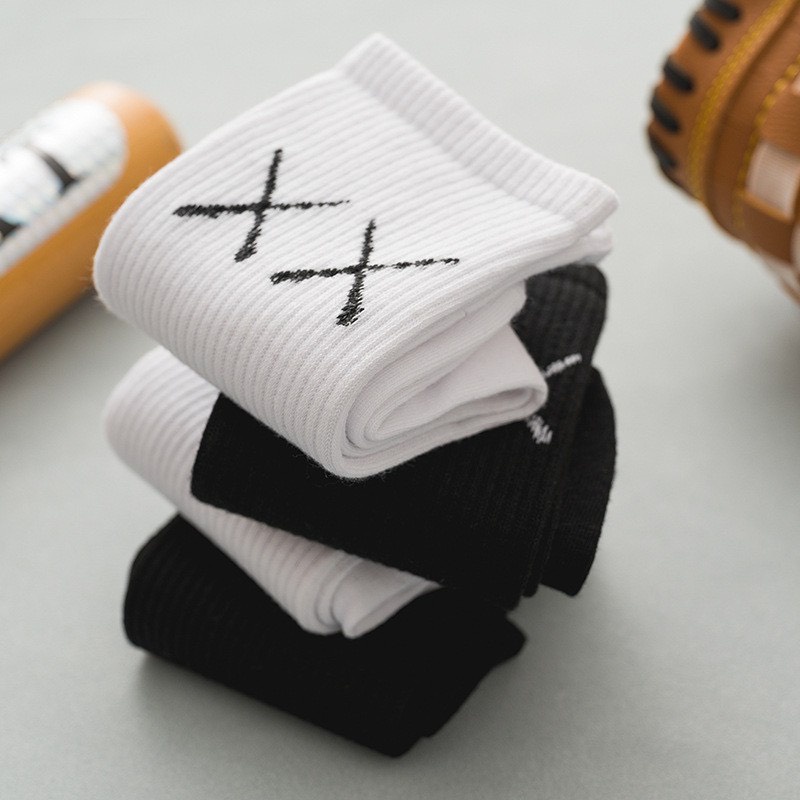 Tất Chữ XX Ulzzang - Vớ XX Gân Trơn Unisex - Tất cổ cao