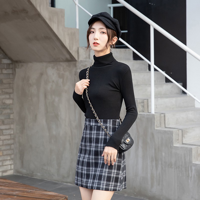 Xiaozhainv Chân Váy Chữ A Lưng Cao Họa Tiết Sọc Caro Thời Trang Dành Cho Nữ | BigBuy360 - bigbuy360.vn