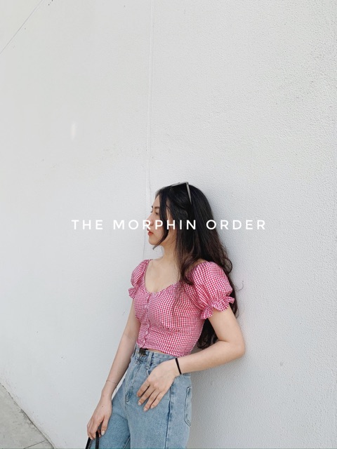 Áo croptop kẻ caro