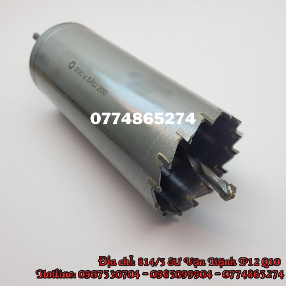 Mũi khoan rút lõi khoét tường gạch sâu Phi 90 x 200 mm không khoan bê tông, không khoan chế búa
