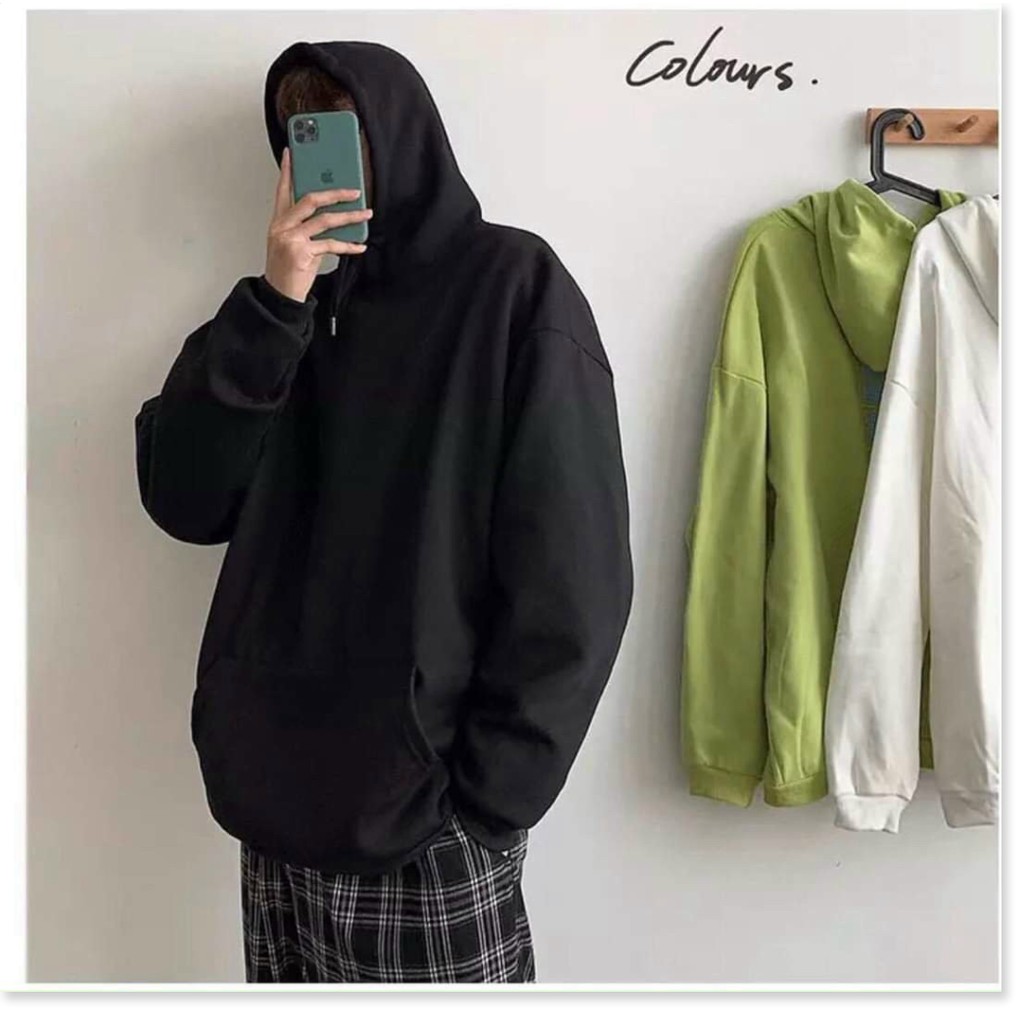 ÁO KHOÁC NỈ HOODIE TRƠN CHUI FORM RỘNG NAM NỮ MẶC ĐỀU ĐƯỢC