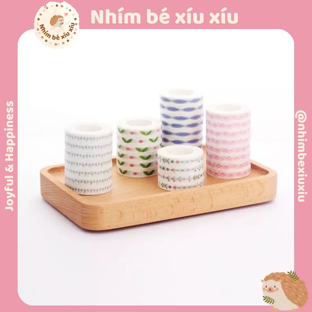 Washi tape 5mm dán viền sổ trang trí take note bullet journal băng keo băng dính giấy