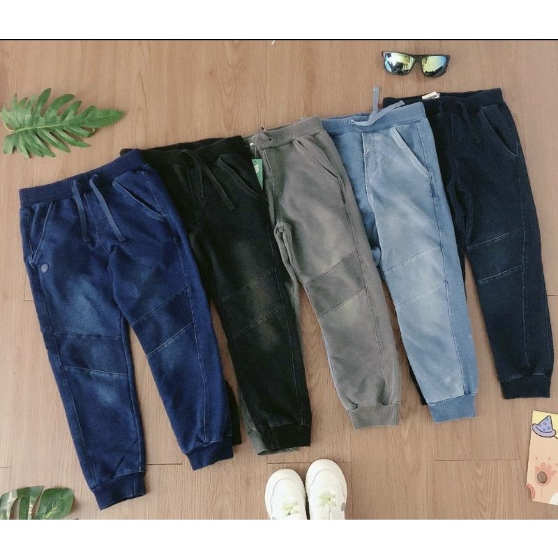 [4-7y] Quần dài thu đông da cá giả jean co giãn xuất dư xịn cho bé trai form to