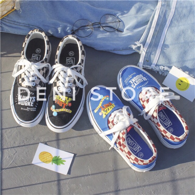 SẴN-Giày sneaker Ulzzang caro, form đẹp-Clip+Ảnh thật