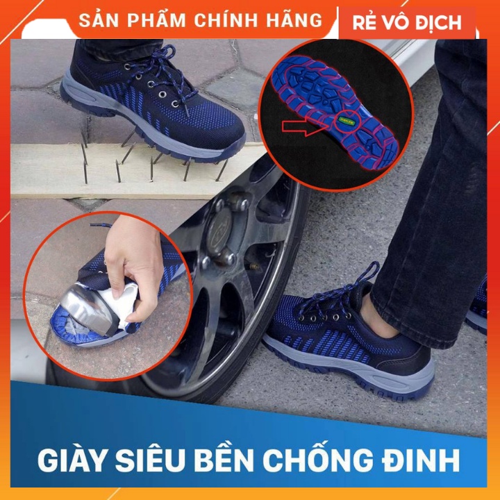 Giầy Bảo Hộ Lao Động GB03 Kiểu Dáng Thể Thao Thoáng Khí, Chống Trơn Trượt, Chống Đinh, Chống Dập Ngón.