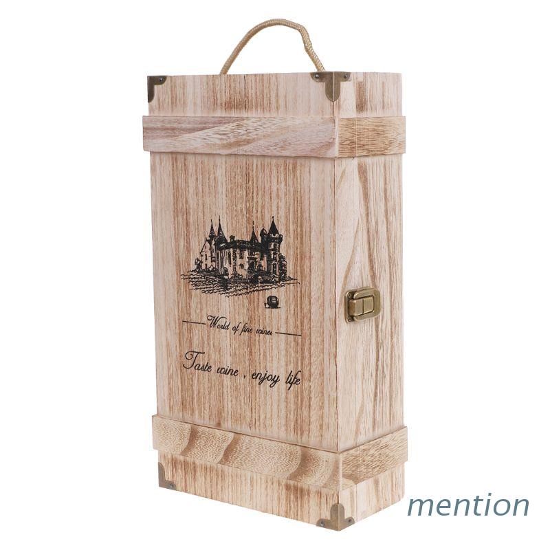 Giá đỡ chai rượu 2 ngăn bằng gỗ phong cách vintage