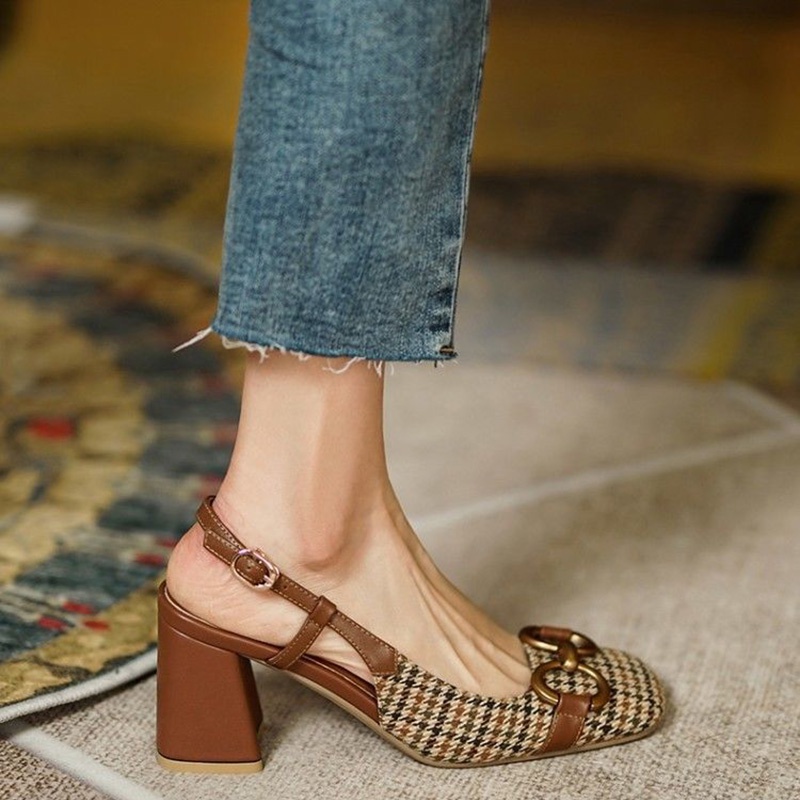 IELGY Xăng đan Cao Gót Hở Ngón Phong Cách Pháp Cổ Điển Dành Cho Nữ