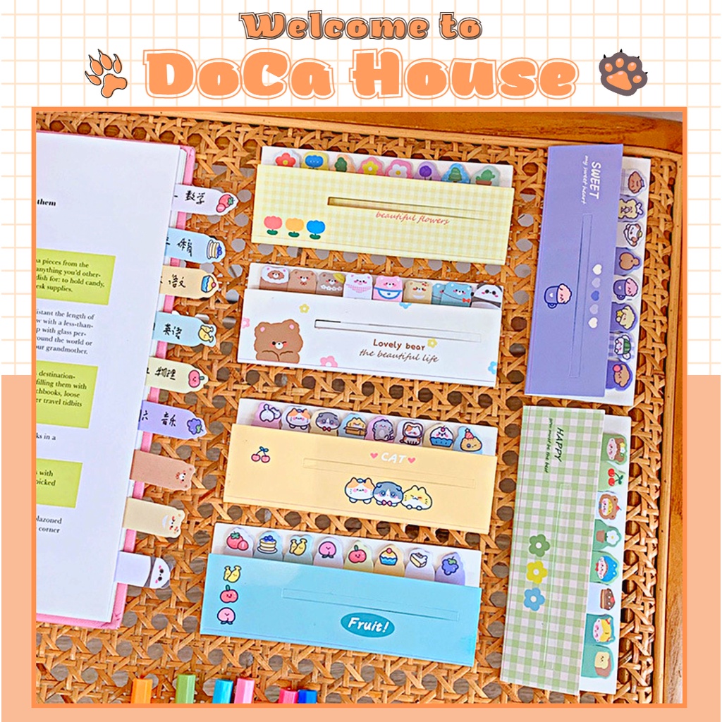 Set bookmark DOCA đánh dấu trang dạng dán, giấy note đánh dầu trang sách nhiều mẫu hình dễ thương