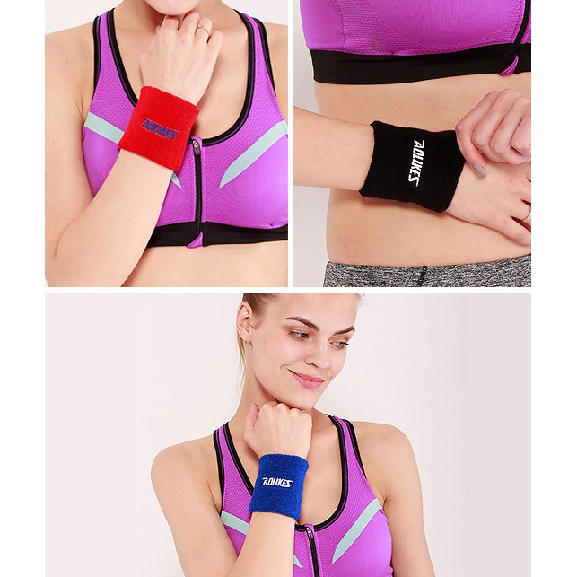 Đai băng cuốn cổ tay THẤM MỒ HÔI chơi thể thao tenis cầu lông chuyên gym - Aolikes AL 0230 - 0235