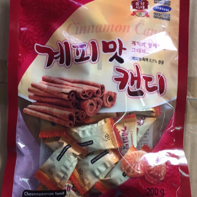 [ Trợ Giá ] Kẹo Quế Samsung Hàn Quốc, Gói 200g, Thơm Ngon Mùi Quế, Bồi Bổ Sức Khỏe