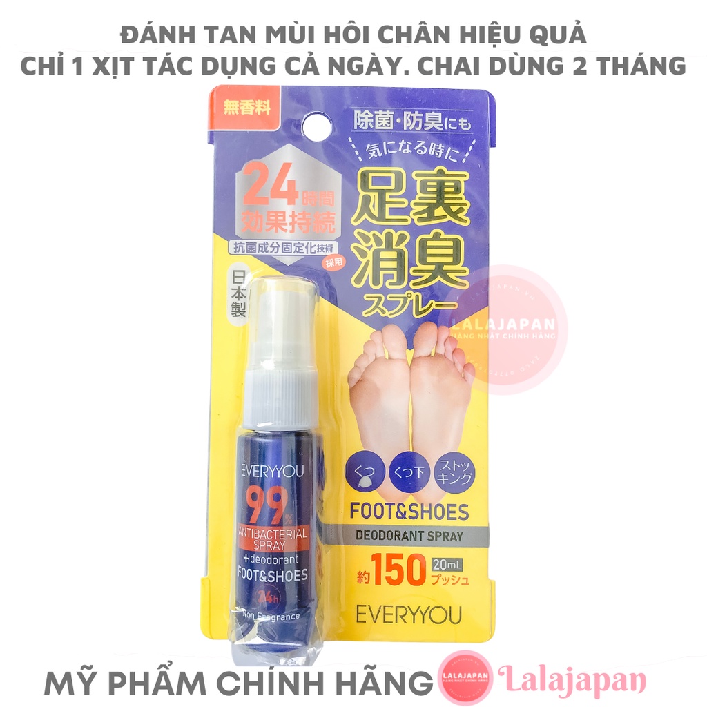 Xịt khử mùi hôi chân Everyyou Nhật Bản ngăn mùi hôi ở lòng bàn chân và giày vớ