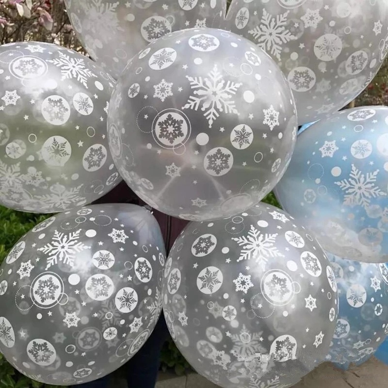 Set 10 Bong Bóng Cao Su Hình Bông Tuyết Trang Trí Tiệc Giáng Sinh Năm Mới