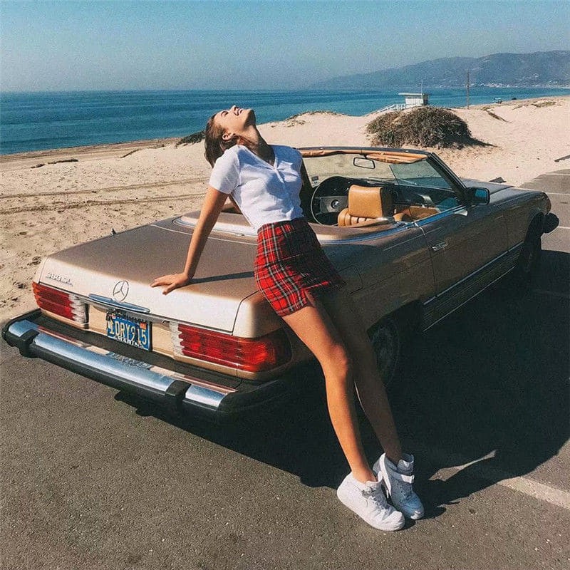 (Sẵn) Chân váy đỏ caro xanh dáng bút chì ngắn trẻ trung hot insta (sẵn ib) | BigBuy360 - bigbuy360.vn