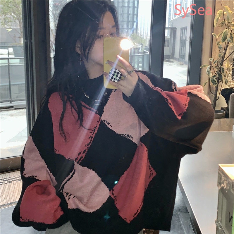 Áo Sweater Tay Dài Dáng Rộng Phong Cách Hàn Quốc Cho Nữ