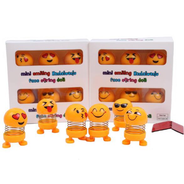 Set 6 thú nhún Emoji dễ thương dạng lò xo để trang trí