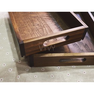 Khay gỗ thông rustic 25x30x5 có tay cầm
