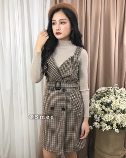 Set áo váy dạ nâu