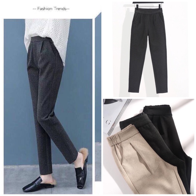 QUẦN DẠ NỮ BAGGY_CẠP CHUN NỬA _chất dạ chéo đẹp