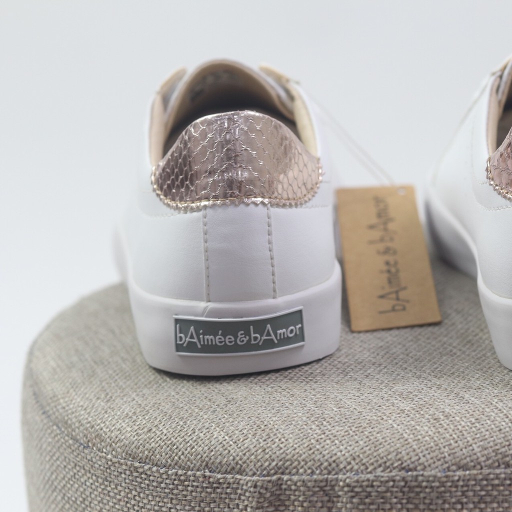 Giày thể thao nữ sneaker màu trắng đẹp dáng giày đế bằng cổ thấp chính hãng bAimée & bAmor - MS0963 | BigBuy360 - bigbuy360.vn