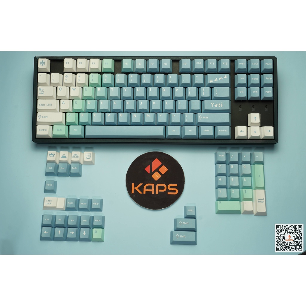 Keycap GMK Yeti Clone - profile CHERRY - keycap PBT - Dyesub - 129 nút cho bàn phím cơ Leopold, IKBC, Edra, RK, Dareu