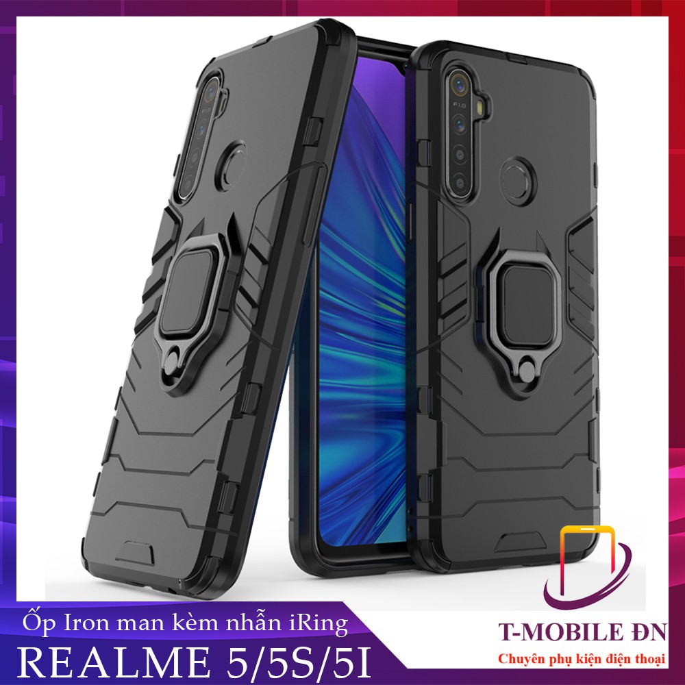 Ốp lưng Realme 5 5i 5s, Ốp iron man chống sốc kèm nhẫn iring chống xem video bảo vệ camera Realme 5 5i 5s