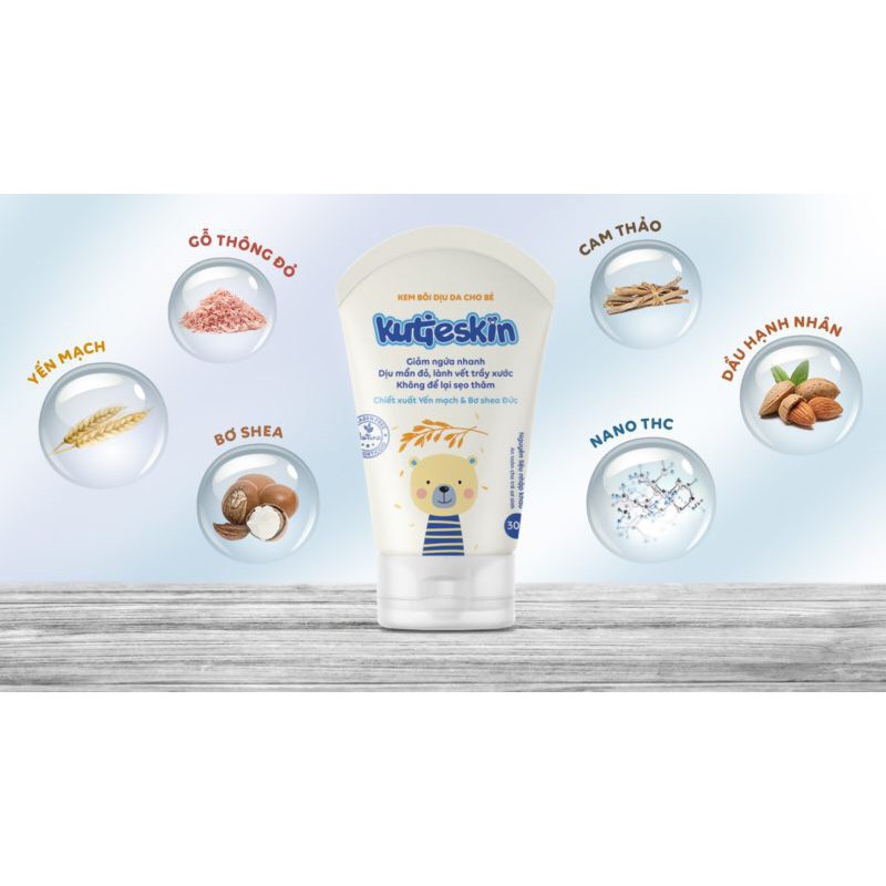 KUTIESKIN - Kem bôi da cho bé giúp giảm ngứa, rôm sảy, hăm tã, dưỡng ẩm, giảm thâm sẹo - Tuýp 30gr
