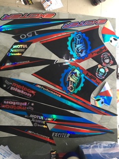 Tem exciter 150 HP4 xanh đen crom