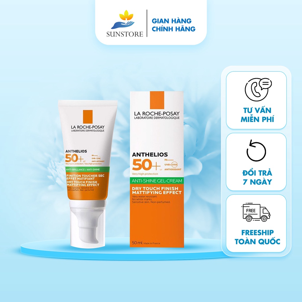 Kem gel chống nắng không màu kiềm dầu La Roche Posay Anthelios XL Dry Touch Gel-Cream SPF 50+ UVB &amp; UVA 50ml