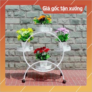 kệ để chậu hoa cây cảnh, 4 tầng hình tròn, có bánh xe