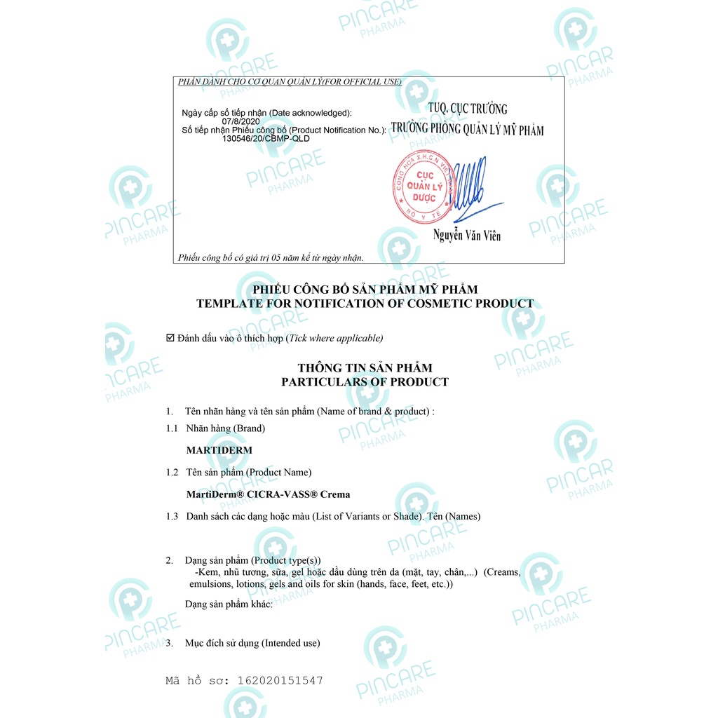 Kem dưỡng phục hồi da MartiDerm Skin Repair Cicra Vass Cream 30ml cho da nhạy cảm - Hàng chính hãng - Nhà thuốc PinCare