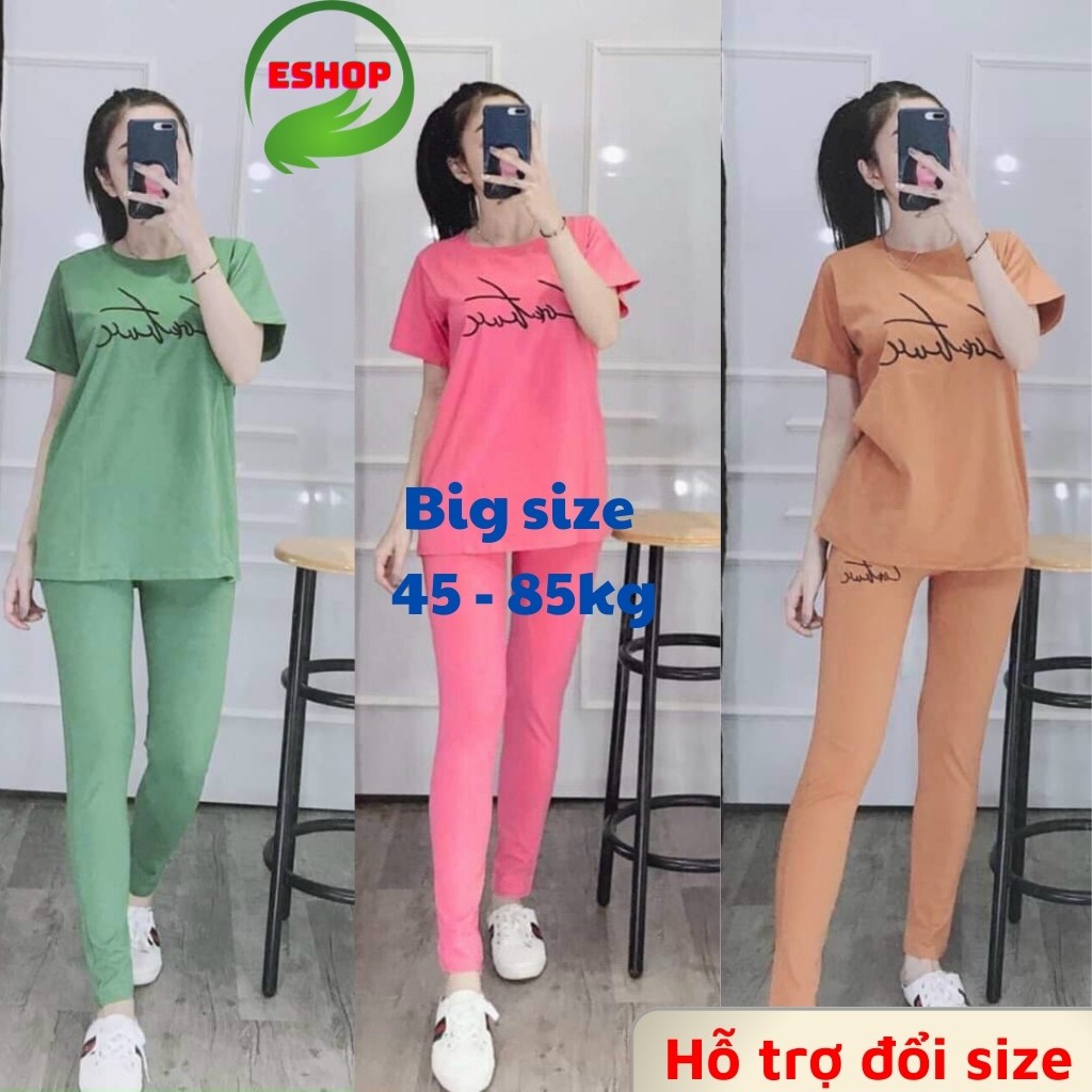 Đồ bộ nữ cotton [Mua 1 tặng 1][Video thật] Đồ bộ nữ mặc nhà đẹp bigsize [45 -85kg] Đồ bộ thun nữ set thêu chữ quần dài