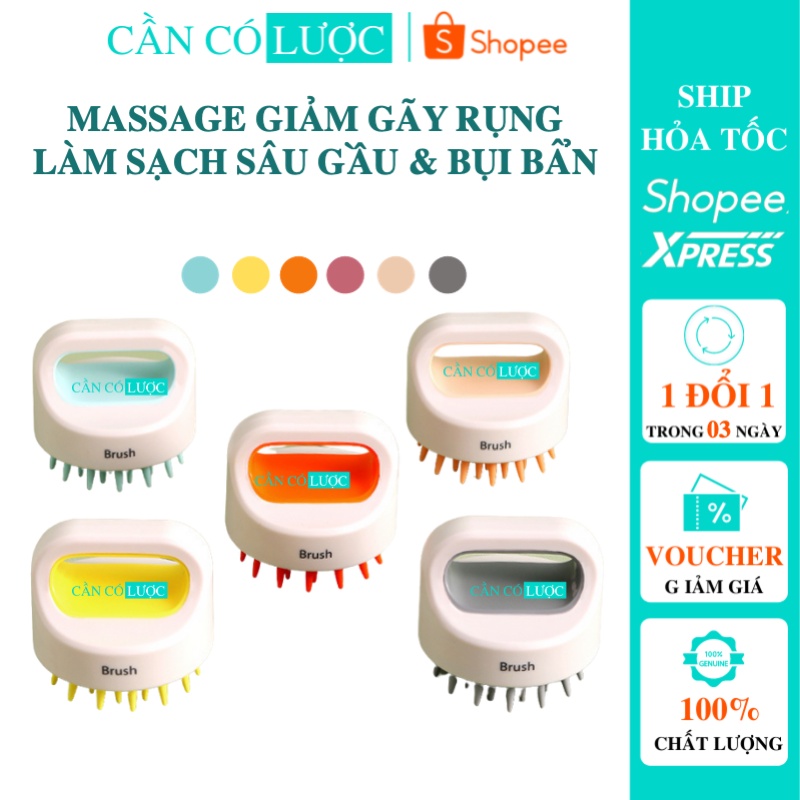 Lược Gội Đầu Silicon Massage Đầu Brush Lược Tròn Spa Tóc Nữ, Dụng Cụ Gội Đầu Sạch Da Đầu Cùng Dầu Gội Đầu Tẩy Da Chết