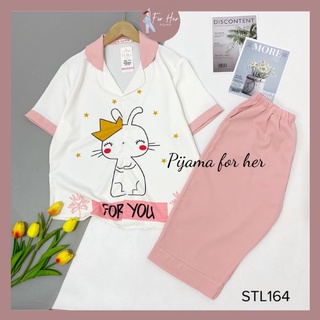 Bộ Pizama ngố lụa Mango, bộ pijama lửng áo cộc họa tiết mặc nhà siêu xinh cho nàng