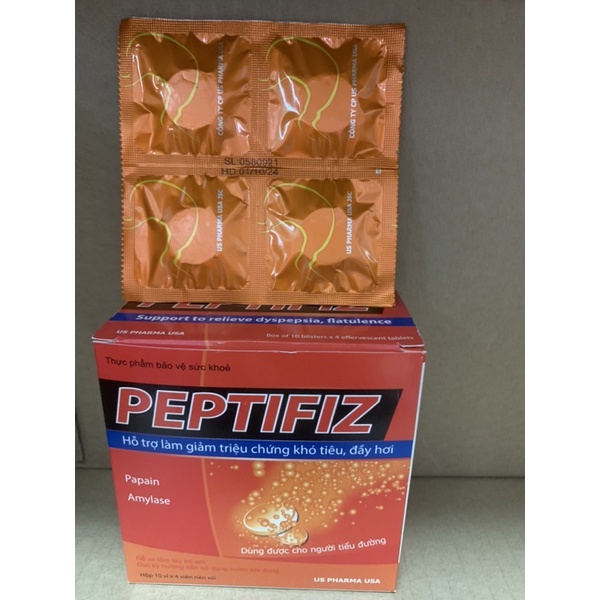 Viên sủi PEPTIFIZ vĩ 4 viên - Hỗ trợ trong rối loạn tiêu hóa, đầy bụng, khó tiêu