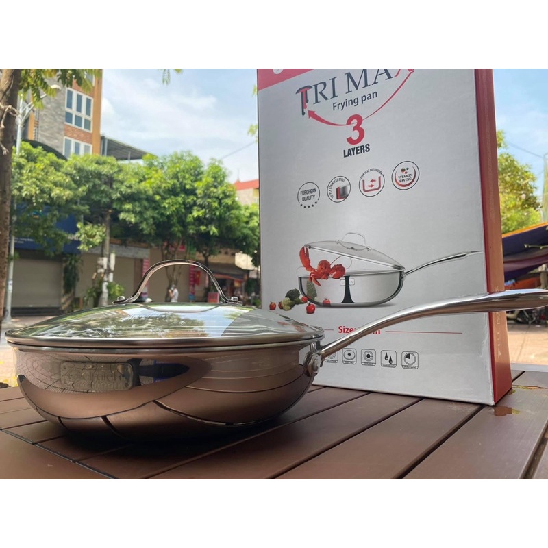 Chảo xào inox cao cấp 3 lớp đáy liền Elmich Trimax EL-3796 size 26cm