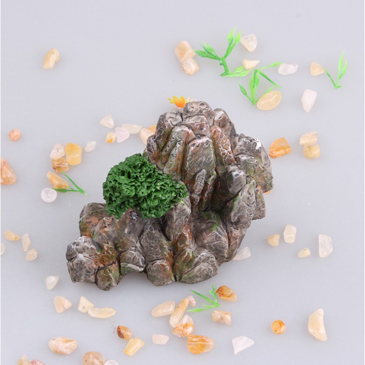 Mô hình non bộ nhỏ 9 x 4.8 x 8.5cm có tạo hình cây xanh dùng trang trí tiểu cảnh, terrarium, DIY