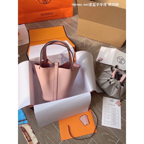 Giỏ Hm chất da thật có túi lót