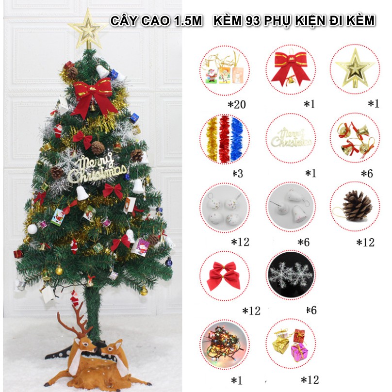 Cây thông Noel SET06 1.5m KÈM PHỤ KIỆN TRANG TRÍ