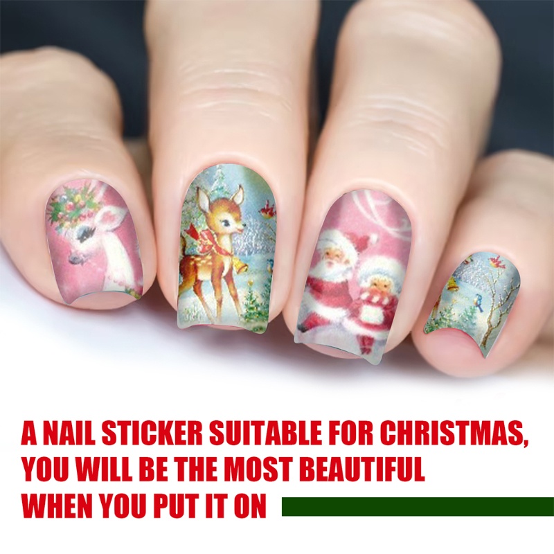 Miếng Dán Trang Trí Móng Tay Tự Dính Họa Tiết Người Tuyết Dễ Thương