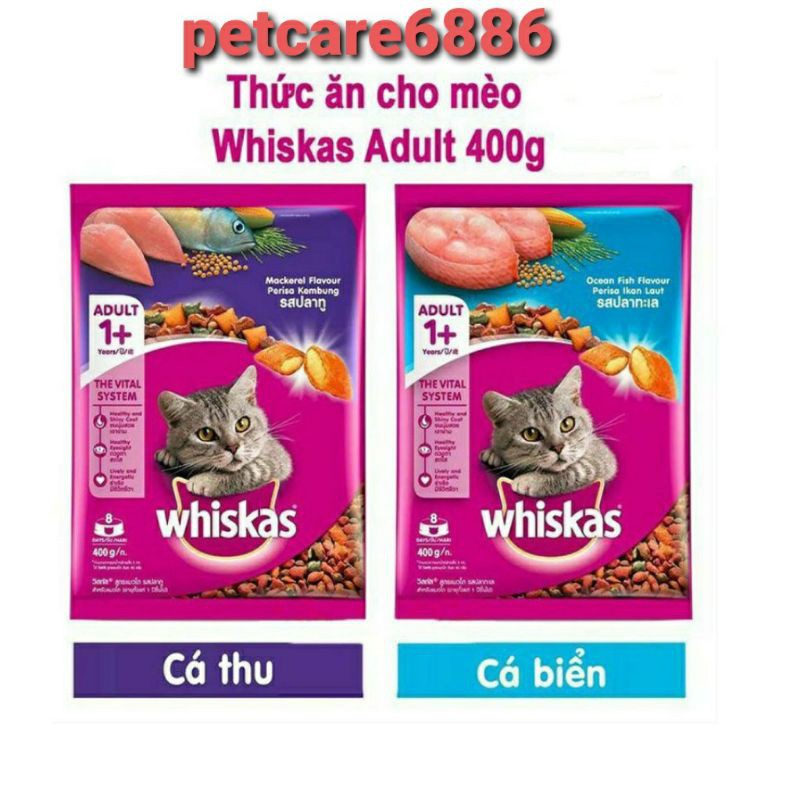 Thức ăn hạt khô mèo lớn whiskas 400g