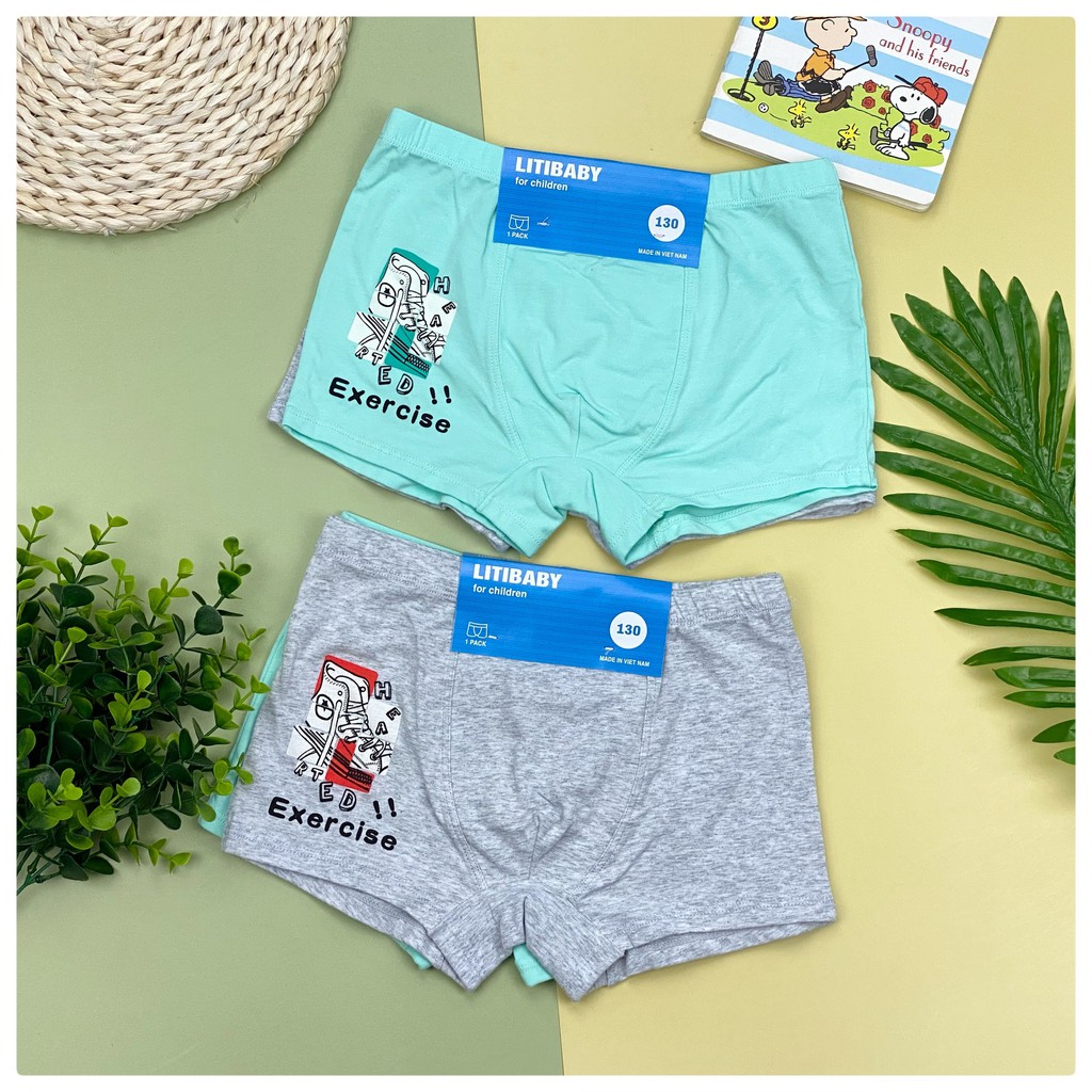 Quần chip đùi bé trai, bé gái. Chất cotton cực đẹp, co giãn tốt, mềm mịn. Sz 120-140 từ 16-45kg. Set 2 quần màu bất kỳ