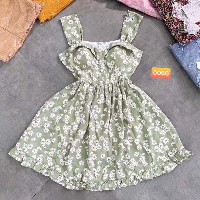 Đầm hoa cúc xoè 2 dây có mút ngực