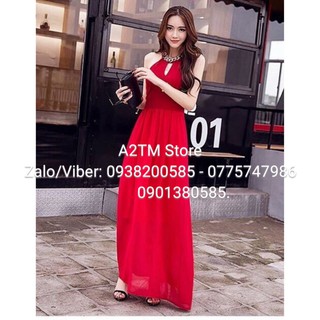 ĐẦM MAXI VOAN CỔ YẾM MÓC XÍCH